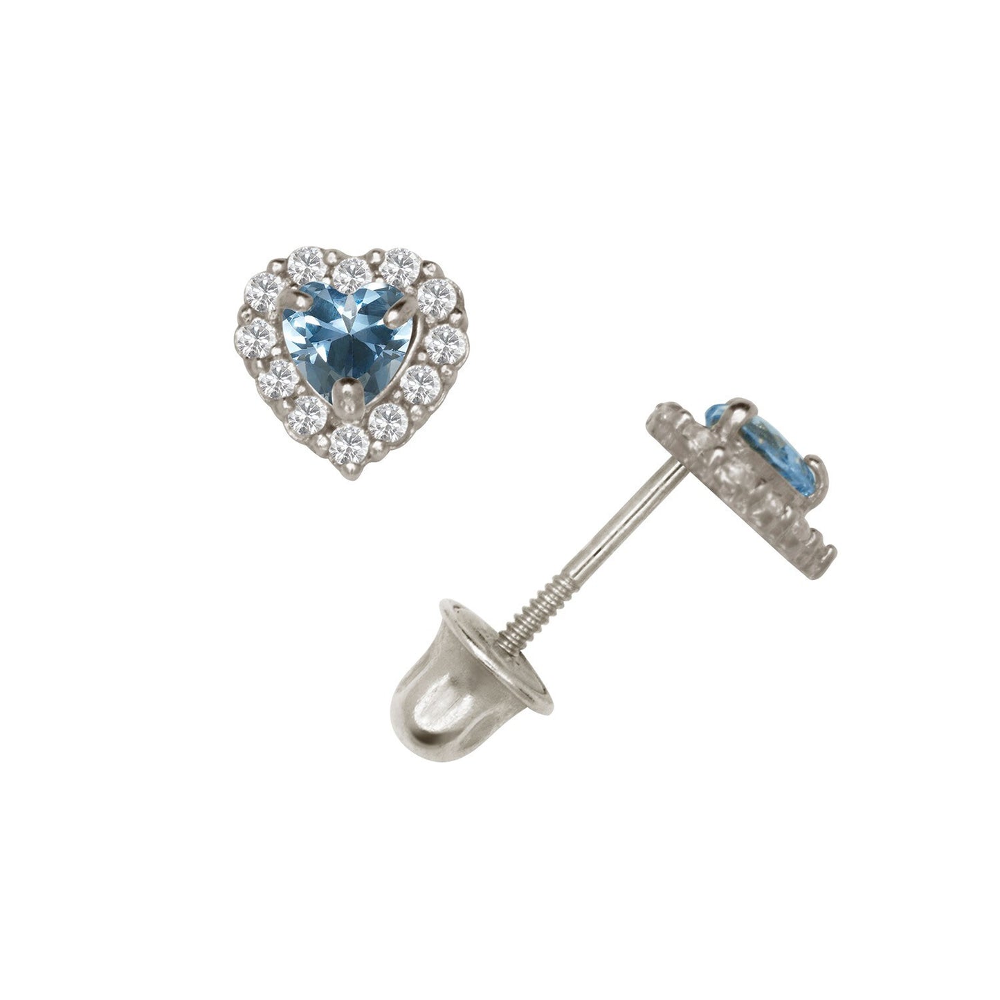 14K Yellow & White Gold Small Gorgeous CZ Heart Shaped Stud Earrings for Women