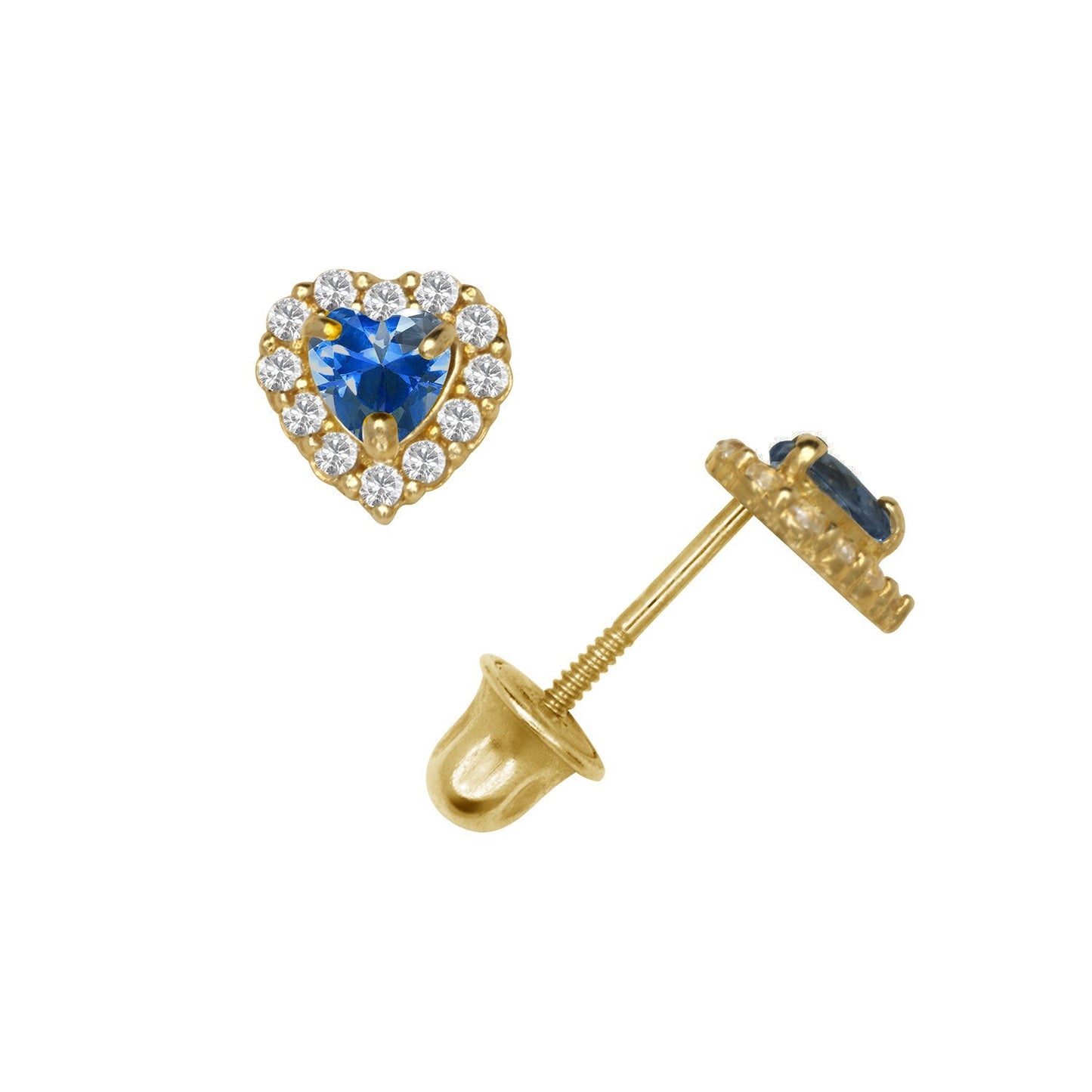 14K Yellow & White Gold Small Gorgeous CZ Heart Shaped Stud Earrings for Women