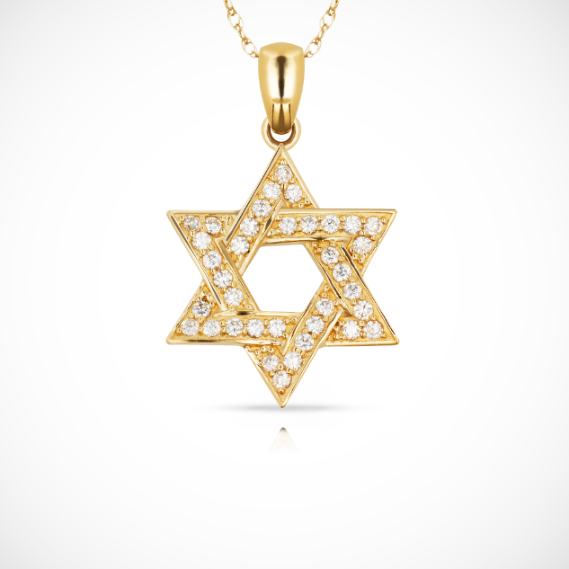 14K Yellow & White Gold Large Star CZ Pendant For Women