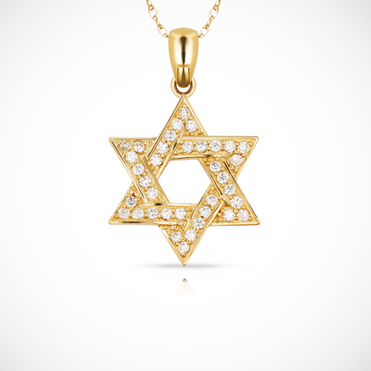 14K Yellow & White Gold Large Star CZ Pendant For Women