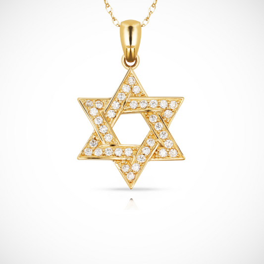 14K Yellow & White Gold Large Star CZ Pendant For Women