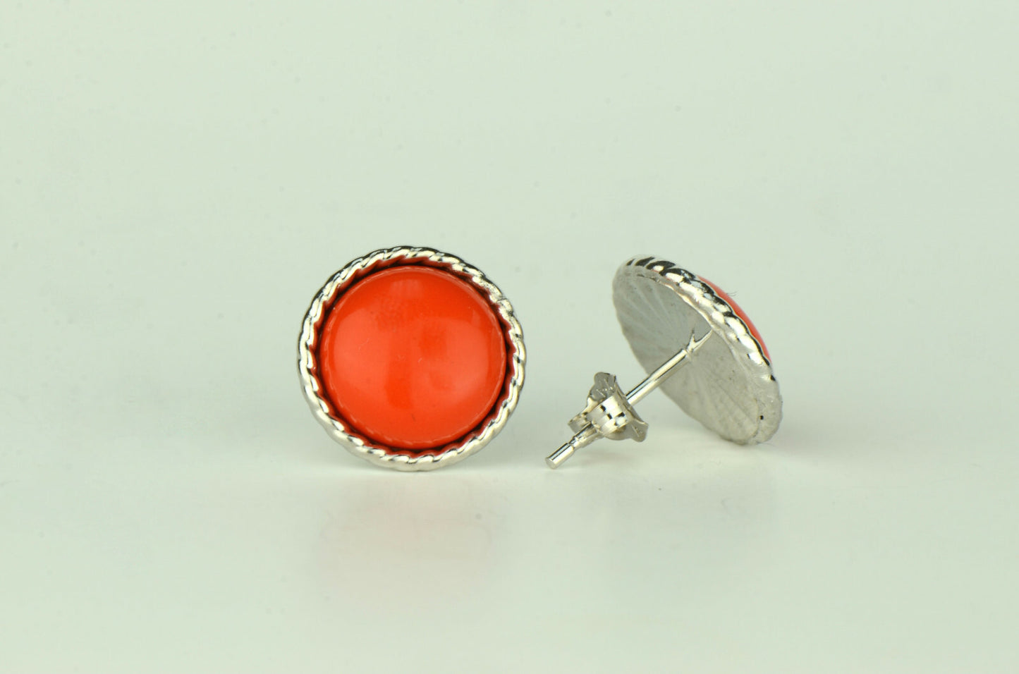 14K Yellow & White Gold Flat Stud Earrings for Women