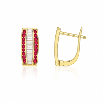 14k Yellow Gold CZ Beautiful Leverback Earrings for Women
