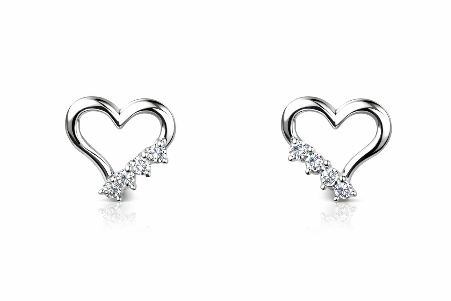 14K White or Yellow Gold Heart Shape CZ Stud Earrings