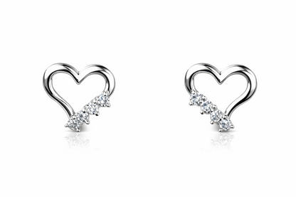 14K White or Yellow Gold Heart Shape CZ Stud Earrings