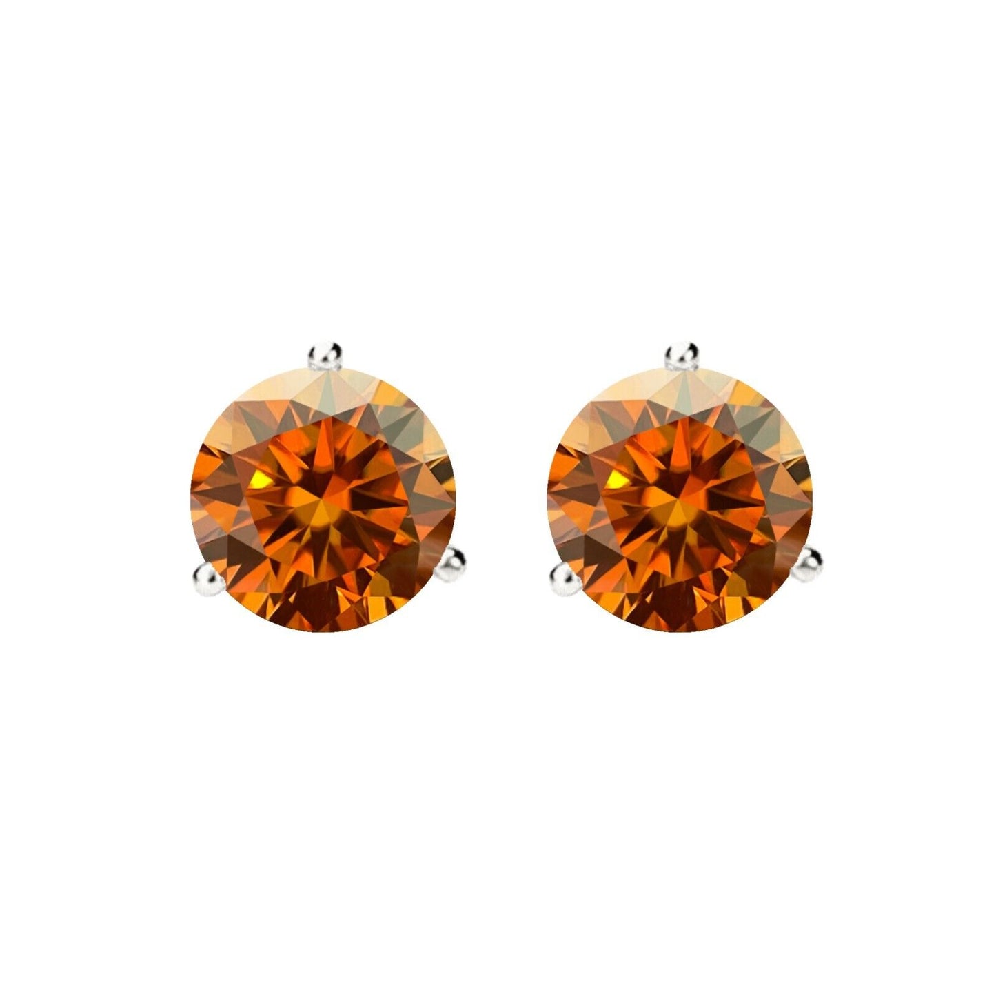 14K Gold GRA CertifiedD-VVS1 Orange Moissanite ScrewBack Stud Earrings