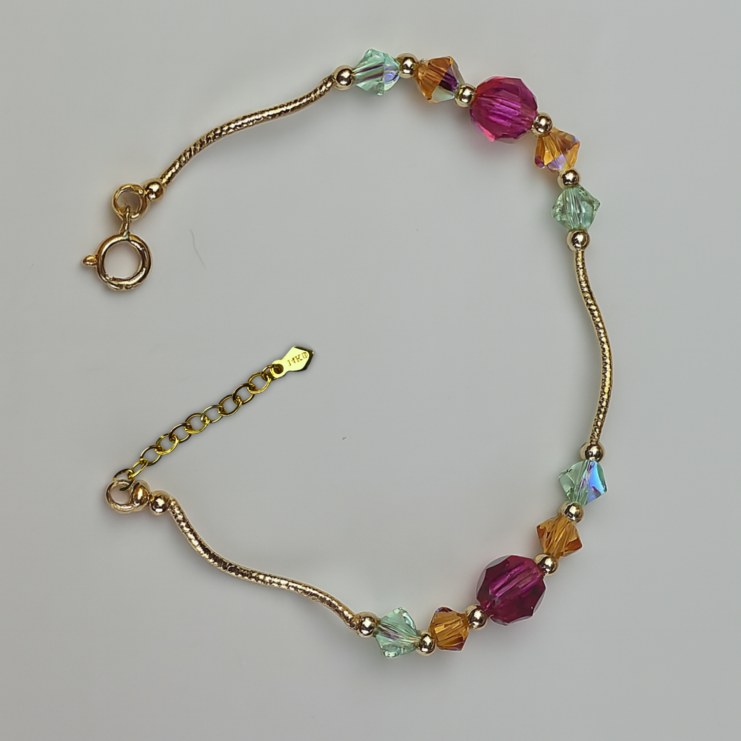 14K Yellow Gold Elegant Crystals Bracelet Kids Baby Girls & Boy -With Extension