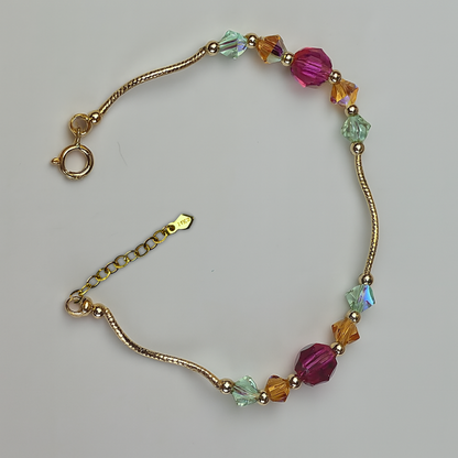 14K Yellow Gold Elegant Crystals Bracelet Kids Baby Girls & Boy -With Extension