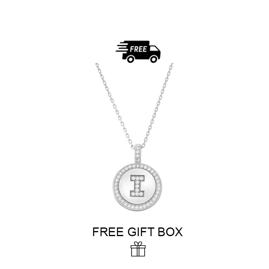925 Sterling Silver Initial Letter Pendant With Cubic Zirconia