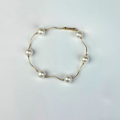 14K Yellow Gold Beautiful Freshwater Pearl  Necklace Set for Women