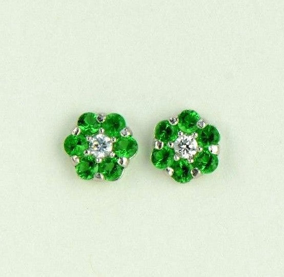 14k White Gold Flower Stud Earrings with Screw Back