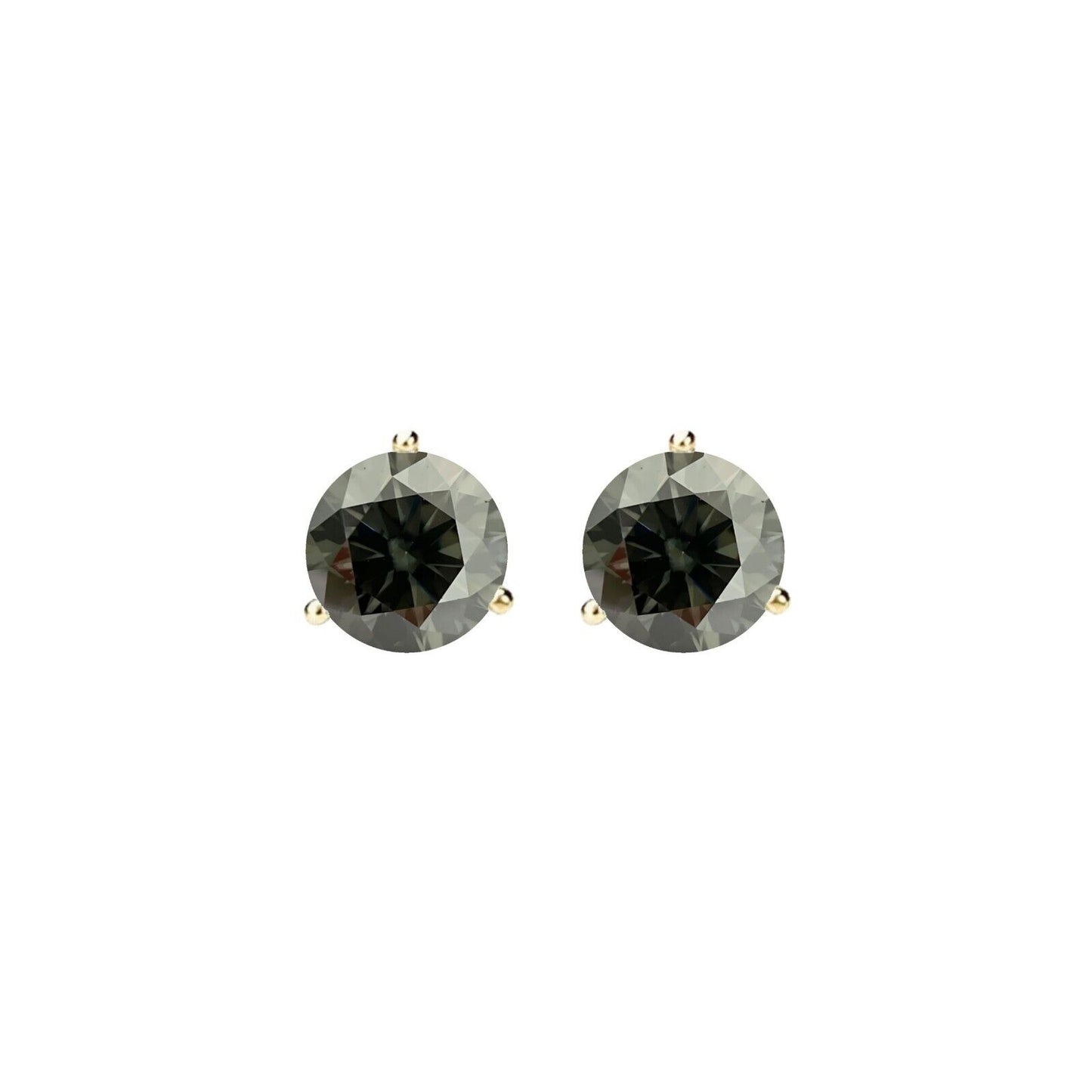 14K Gold GRA CertifiedD-VVS1 Grey Moissanite ScrewBack Stud Earrings