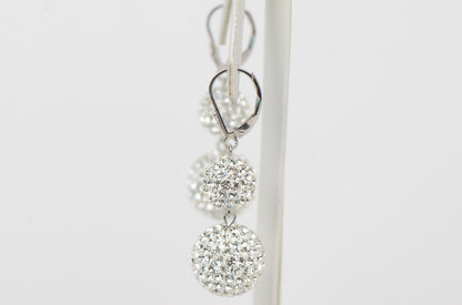 Genuine Sterling Silver Sparkle Leverback Dangle Earrings