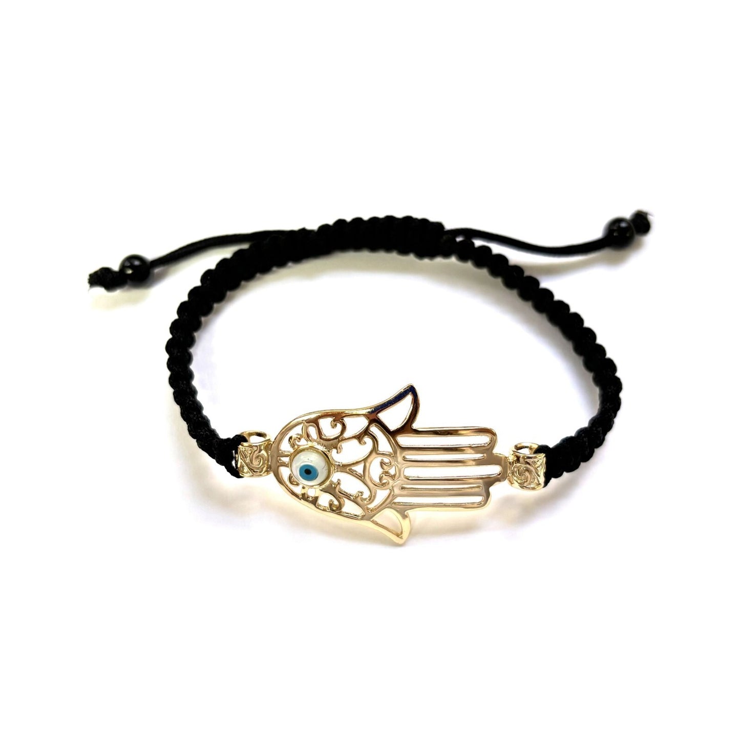 925 Sterling Silver  Hamsa Bracelet 6" Adjustable to 11"