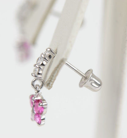 14K White Gold Birthstone Butterfly Dangle Earrings