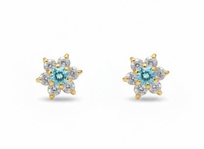 14k Yellow Gold Beautiful Flower Shaped Earrings for Women