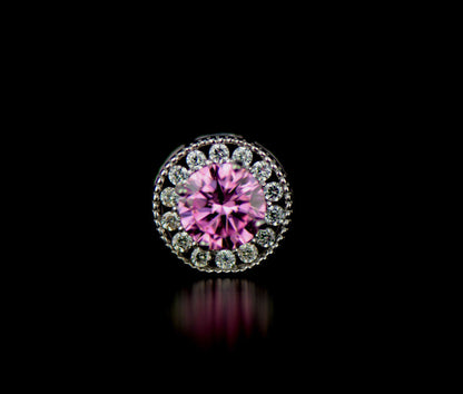 14k White Gold Halo Round Pendant