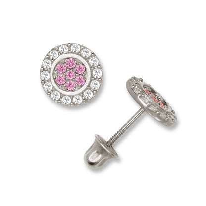 14K Yellow & White Gold Round Shaped Beutiful Screw Back Stud Earrings for Women