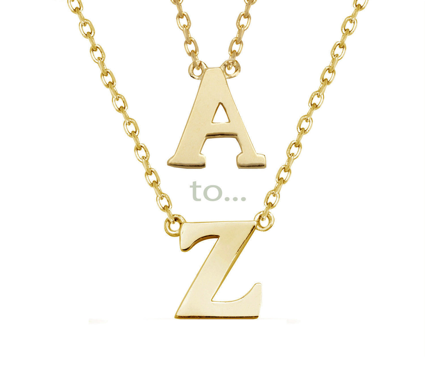 14k Yellow Gold Initial Letter Necklace Pendant