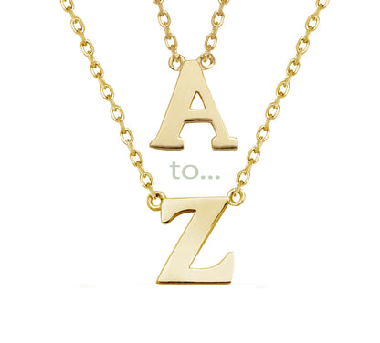 14k Yellow Gold Initial Letter Necklace Pendant