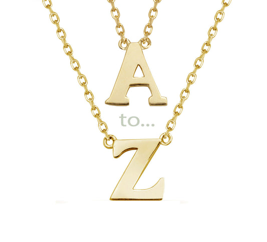 14k Yellow Gold Initial Letter Necklace Pendant