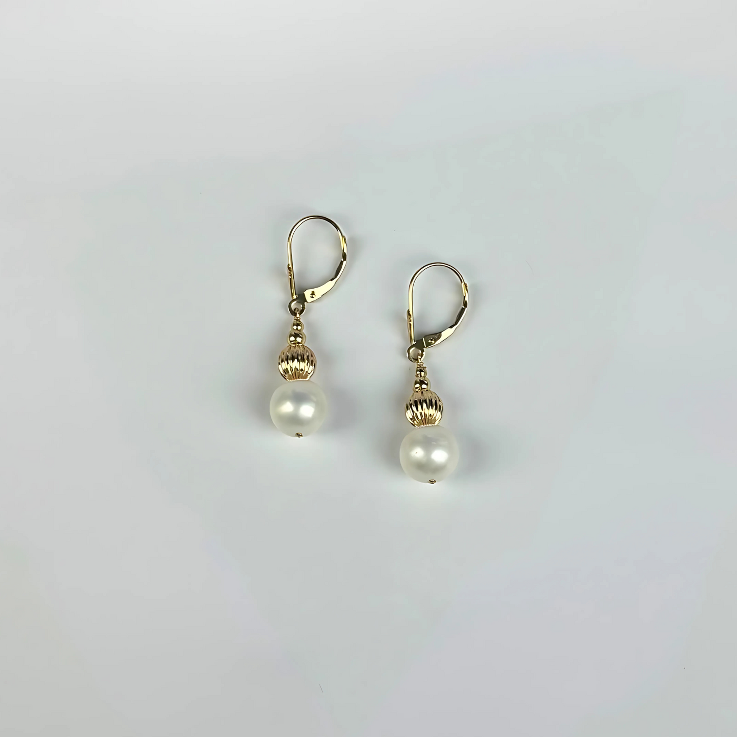 14K Yellow Gold Elegant Pearl & Gold Ball  Necklace Set for Women