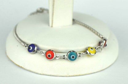 14k Yellow Gold White Gold Evil Eye Bracelet