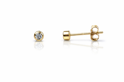 14K Yellow / White / Rose Gold  Bezel Stud Earrings