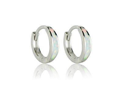 .925 Sterling Silver Opal Huguie Earrings