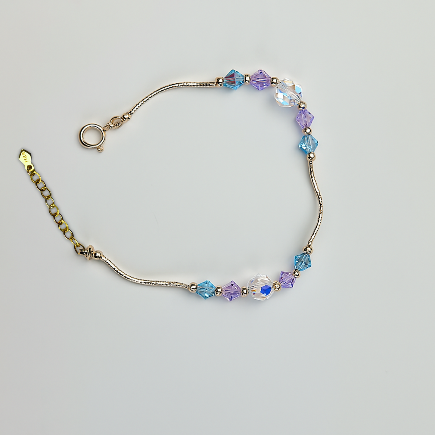 14K Yellow Gold Elegant Crystals Bracelet Kids Baby Girls & Boy -With Extension