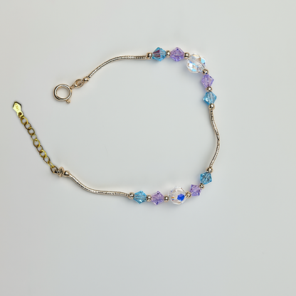 14K Yellow Gold Elegant Crystals Bracelet Kids Baby Girls & Boy -With Extension