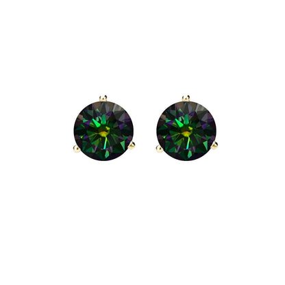 14K Gold GRA CertifiedD-VVS1 Rainbow Green Moissanite ScrewBack Stud Earrings