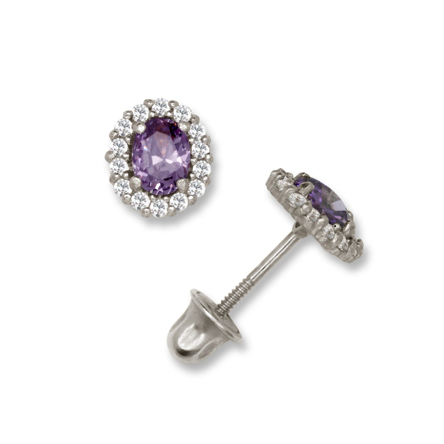 14K Yellow & White Gold Oval Shaped Gorgeous Stud Earrings Women for Women