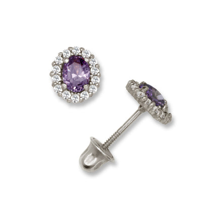 14K Yellow & White Gold Oval Shaped Gorgeous Stud Earrings Women for Women