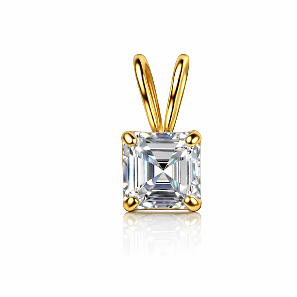 14k Yellow/ White/ Gold Asscher Cut CZ Pendant