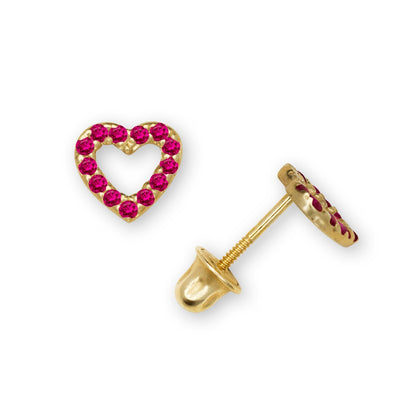 14K Yellow & White Gold Beautiful Small CZ Heart Shaped Stud Earrings for Women