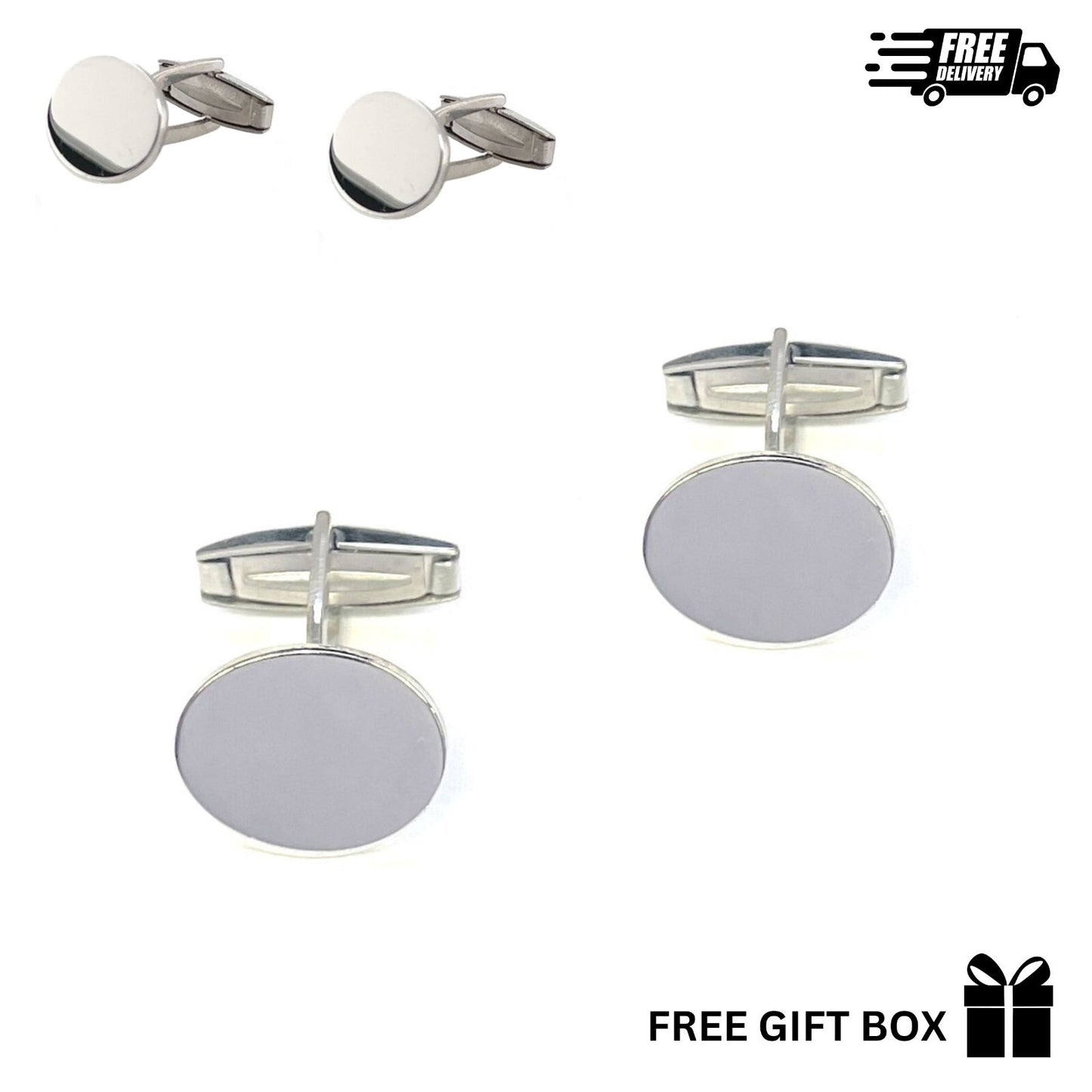925 Sterling Silver Italy Oval Cufflinks