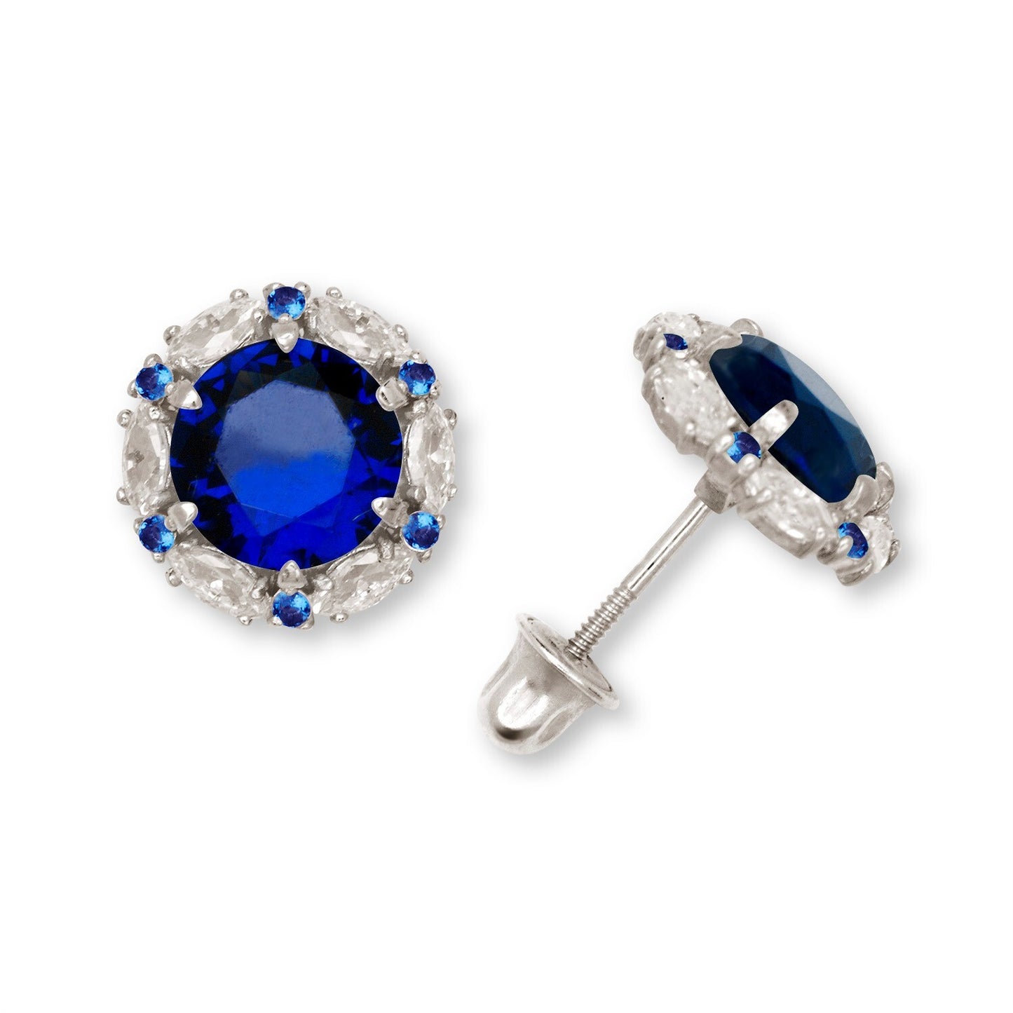 14K Yellow & White Gold Round Shaped Pretty Earrings for Women