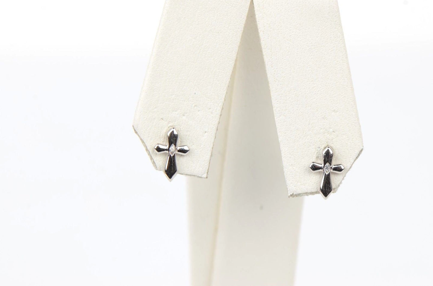 14K Yellow or White Gold Cubic Zirconia CZ Cross Earrings
