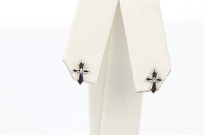 14K Yellow or White Gold Cubic Zirconia CZ Cross Earrings