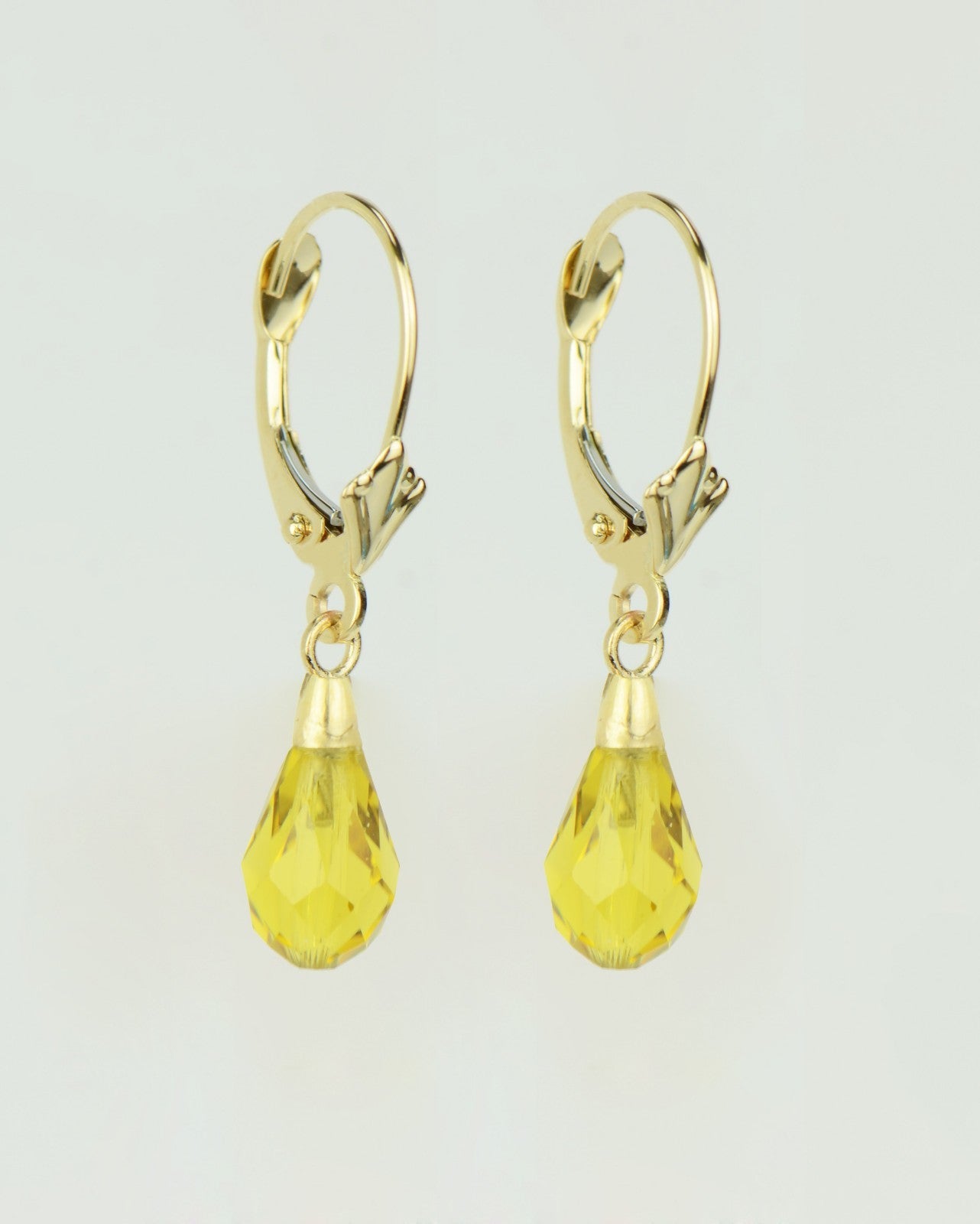 14k Yellow Gold Tear Drop Dangle leverback Earrings