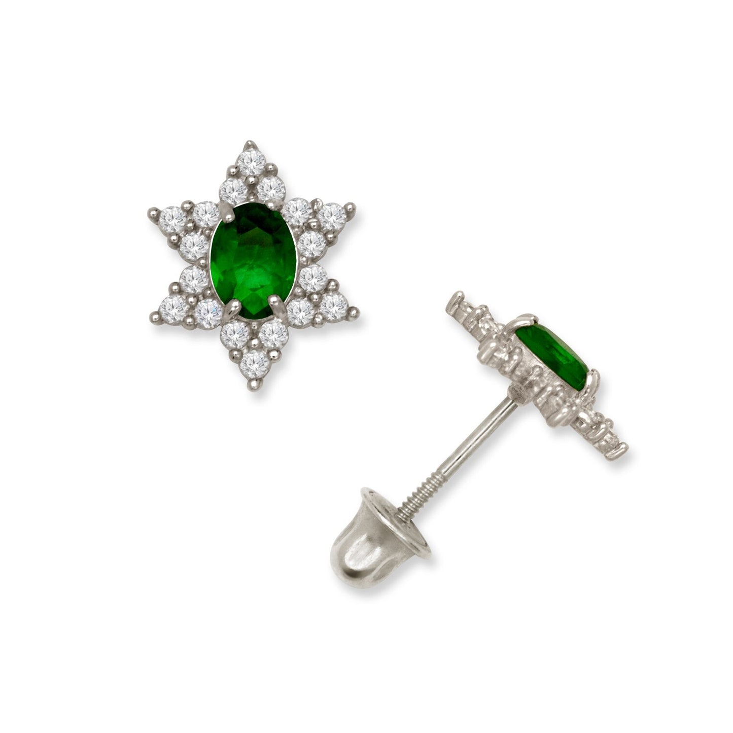 14K Yellow & White Gold Beautiful Star Shaped Stud Earrings for Girls