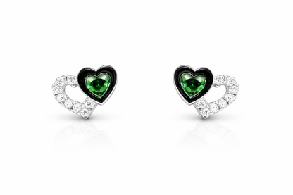14K White Gold Double Heart Earrings