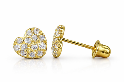yellow gold white gold heart shape cz stud earrings yellow gold 14k