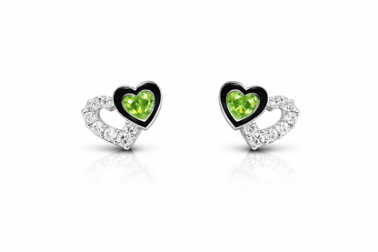 14K White Gold Double Heart Earrings