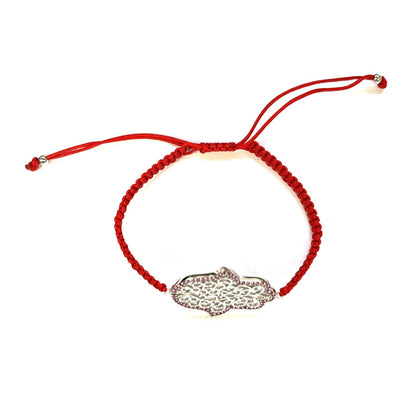 925 Sterling Silver  C Z Hamsa Bracelet 6" Adjustable to 11"