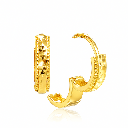 14K Yellow or White Gold Dimond Cut Huggie Earrings