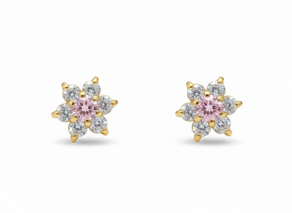 14k Yellow Gold Beautiful Flower Shaped Earrings for Women