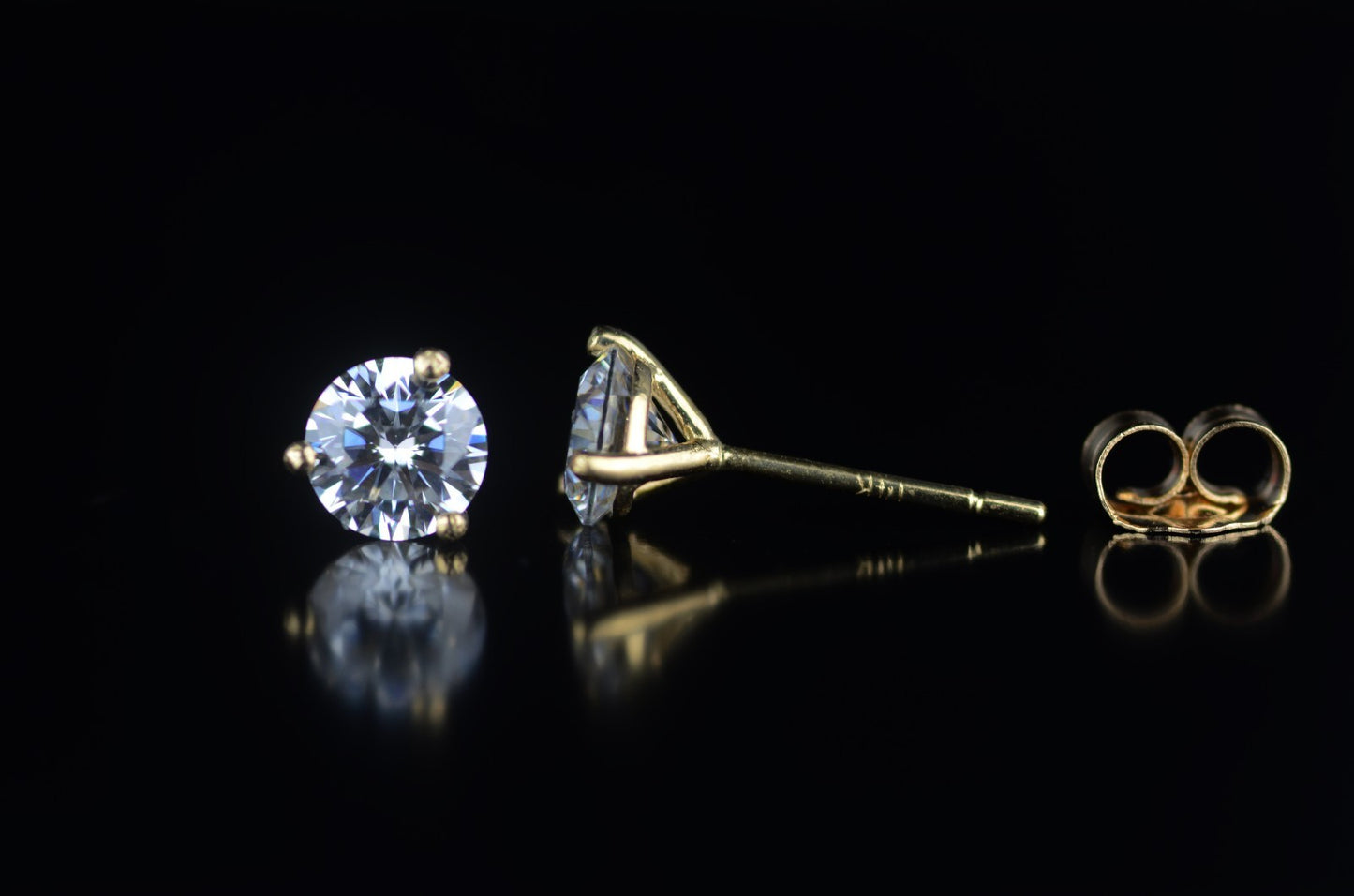 14k Yellow Gold Round AAA Quality CZ Martini Stud Earrings