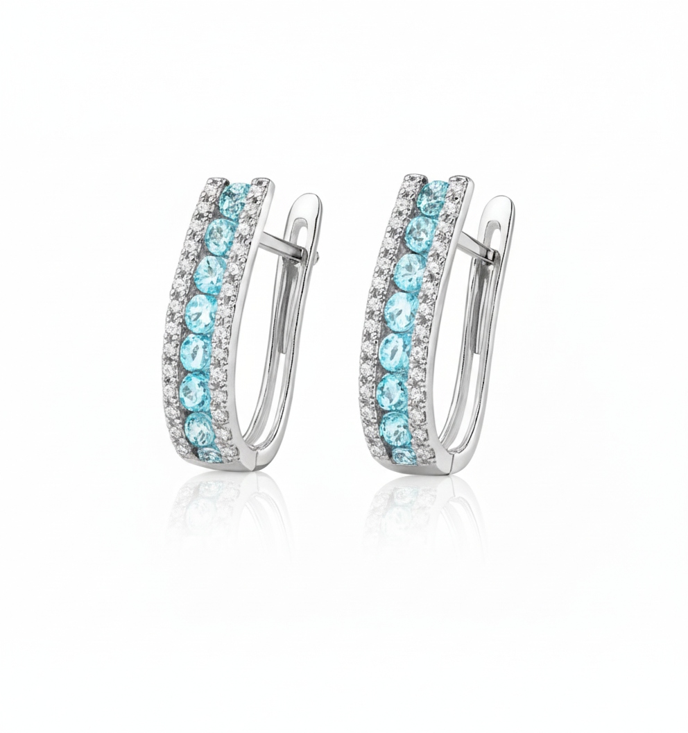 14k White Gold CZ Birthstone Leverback Earrings